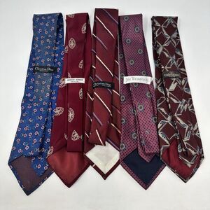 Vtg Lot Of 5 Mens Ties Christian Dior, Georgio Armani, Valentino, Jim Thompson
